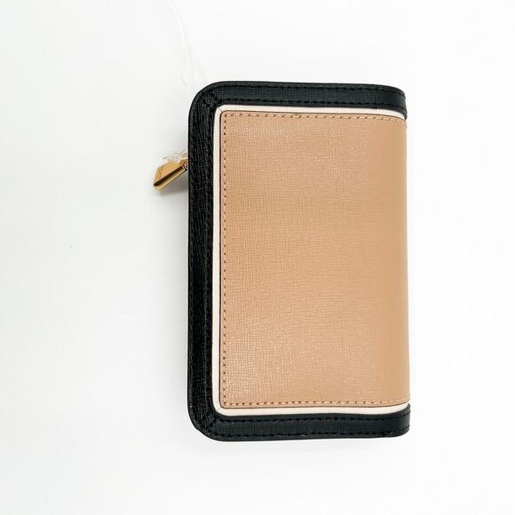 Kate Spade Morgan Cafe Mocha Leather Tan Black Compact Wallet - Picture 5 of 9